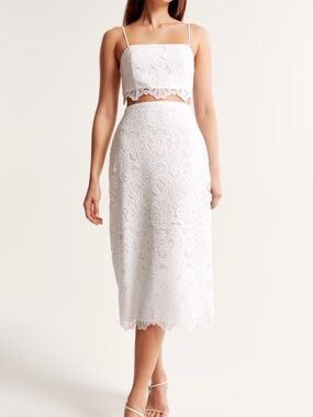 Abercrombie White Lace Midi Skirt